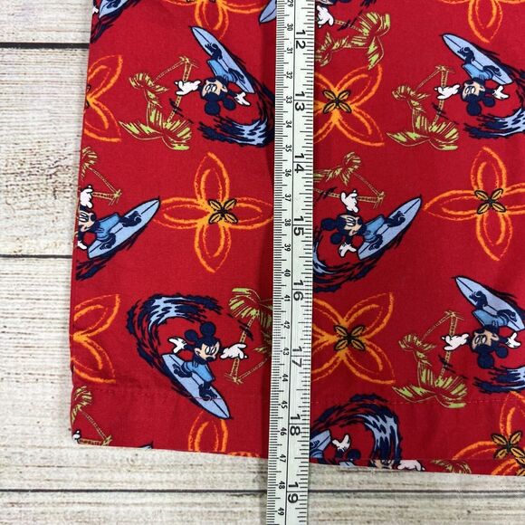 Disney Vintage Kids Red Mickey Mouse Hawaiian Button Shirt Size Small Surf - Picture 8 of 8